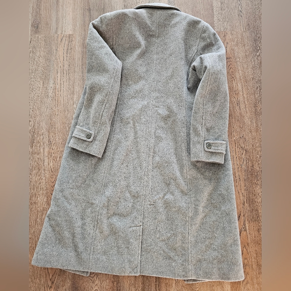 Vintage L.L. Bean 100% Wool Long Full Length Trench Coat 14 Regular - Picture 5 of 8